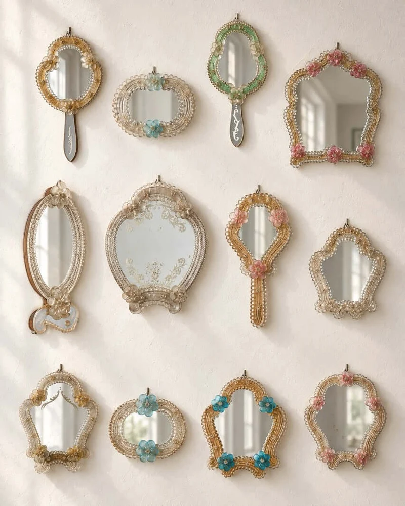 12 Vintage Venetian Murano Glass Mirrors