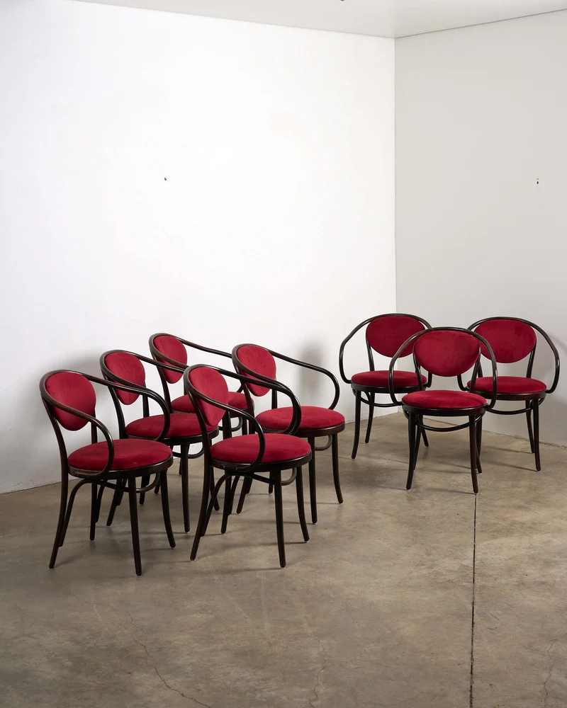 Eight Thonet Style Bentwood Armchairs