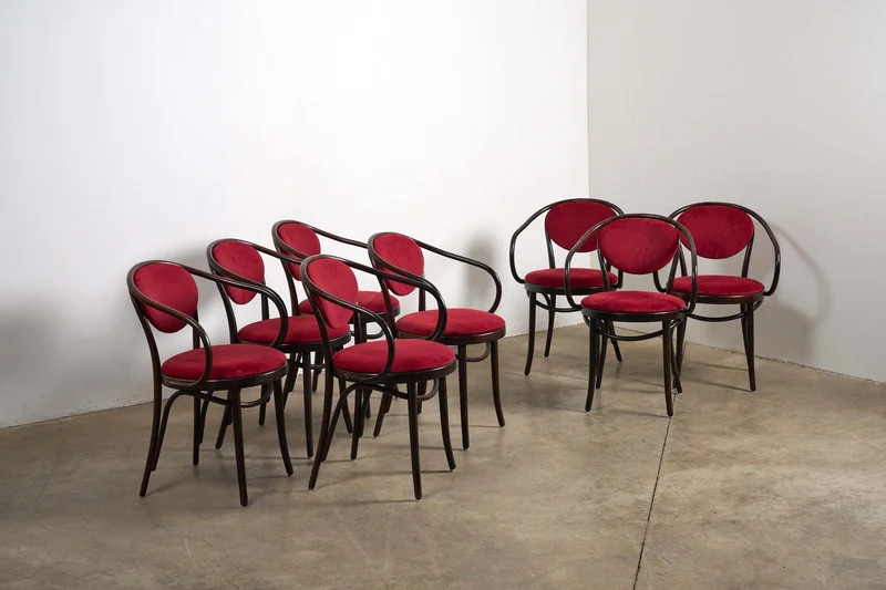 Eight Thonet Style Bentwood Armchairs