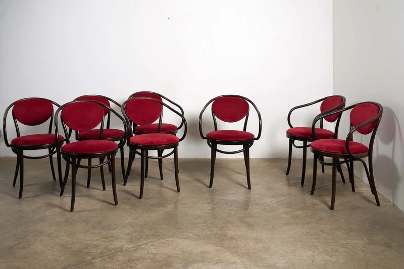 Eight Thonet Style Bentwood Armchairs