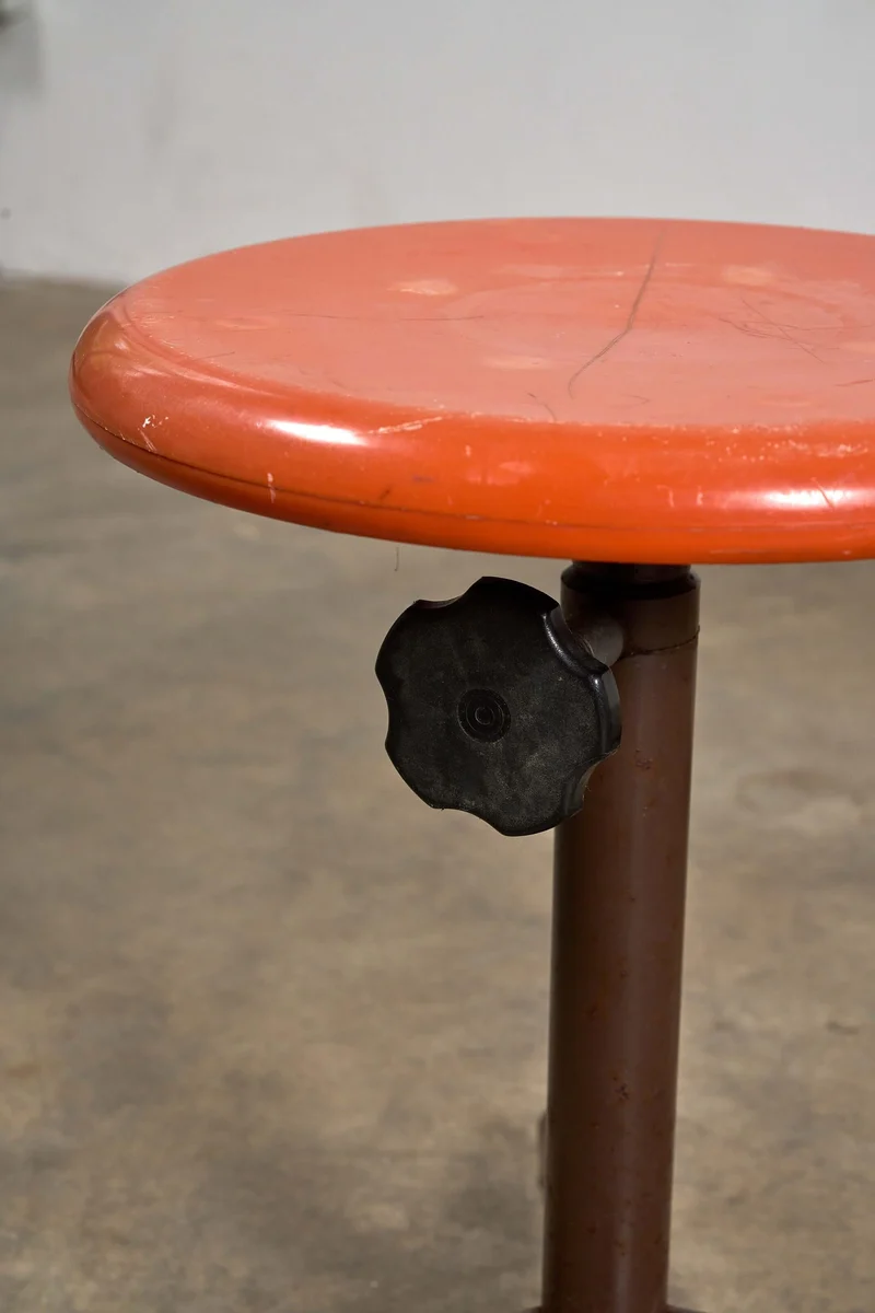 Set of Four Adjustable Industrial Stools, 1970s