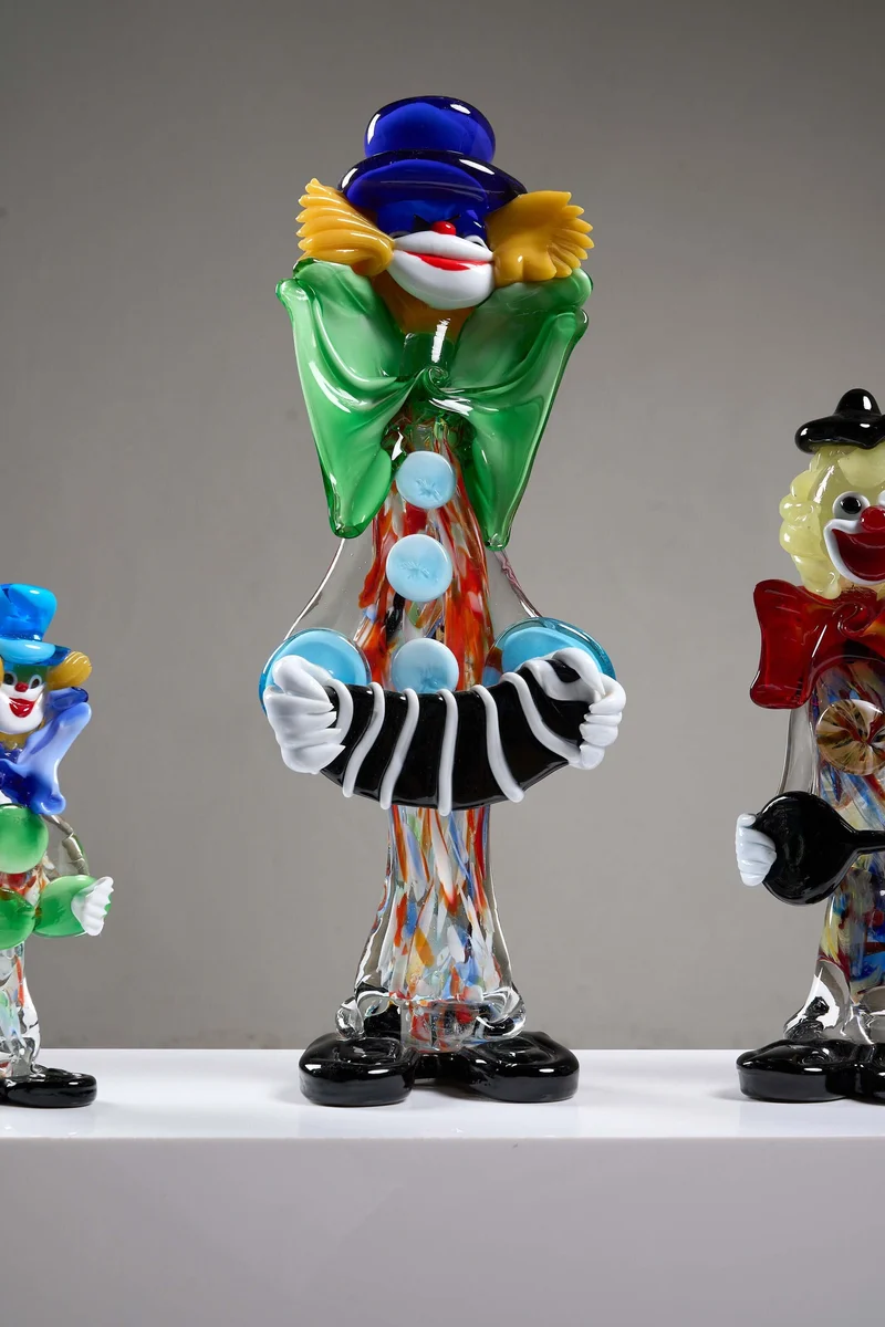 Lot of Five Murano Glass Clown Figurines