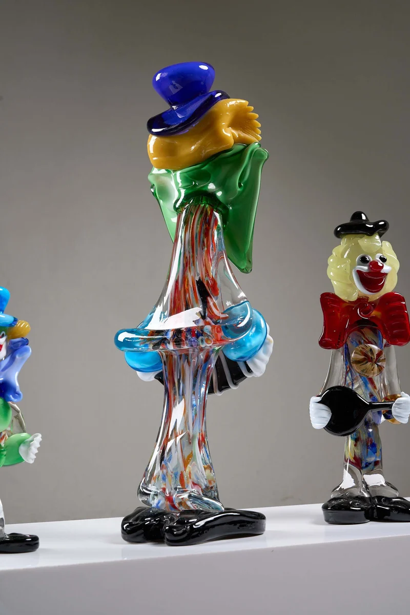 Lot of Five Murano Glass Clown Figurines