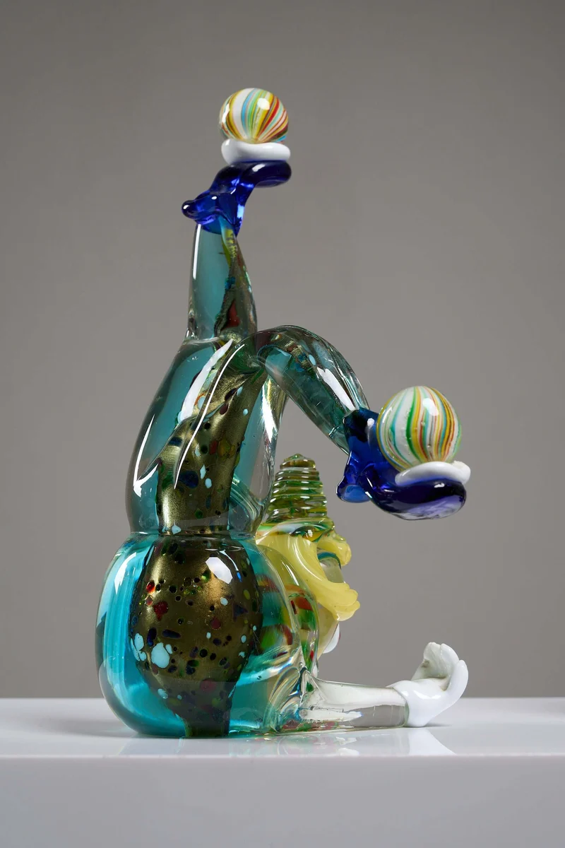 Lot of Five Murano Glass Clown Figurines