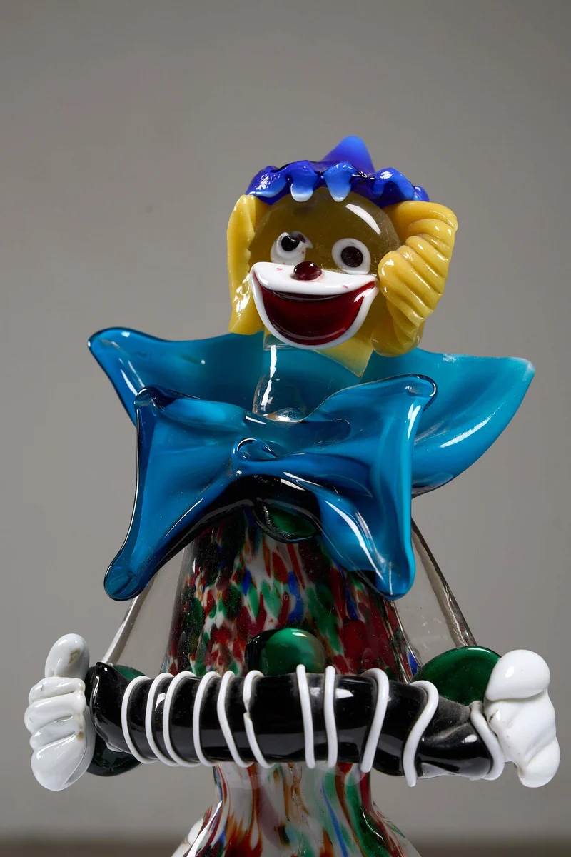 Lot of Five Murano Glass Clown Figurines