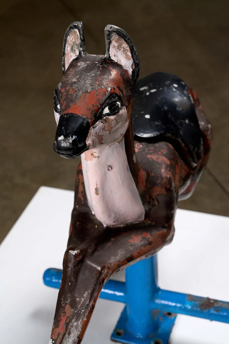 Antique Painted Aluminum Fairground Deer