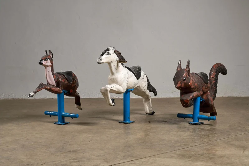 Antique Painted Aluminum Fairground Deer