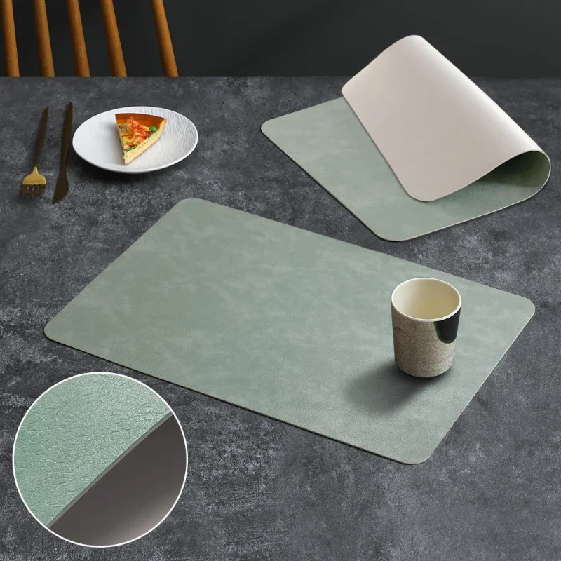 Set de Table Simili Cuir Luxe Vert Sauge