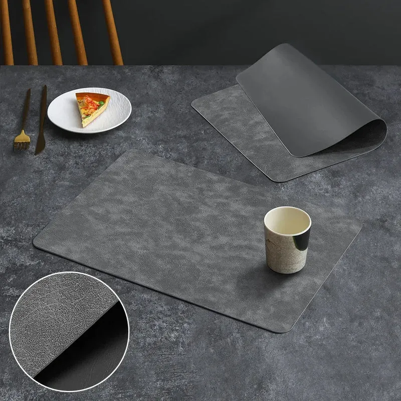 Set de Table Simili Cuir Luxe Noir Graphite