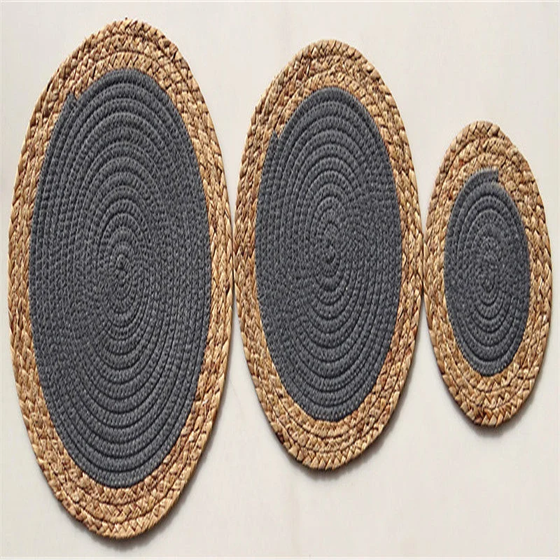 Set de Table en Osier Gris Foncé Noir (1 Pièce Taille au choix)