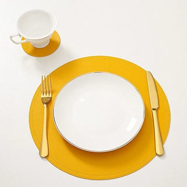Set de Table Cuir Jaune PU