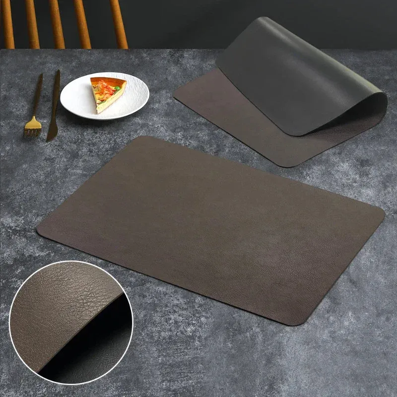 Set de Table Simili Cuir Luxe Gris Charbon