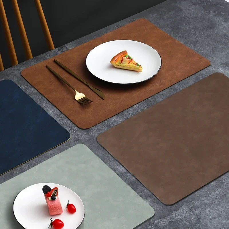 Set de Table Simili Cuir Luxe Gris Charbon
