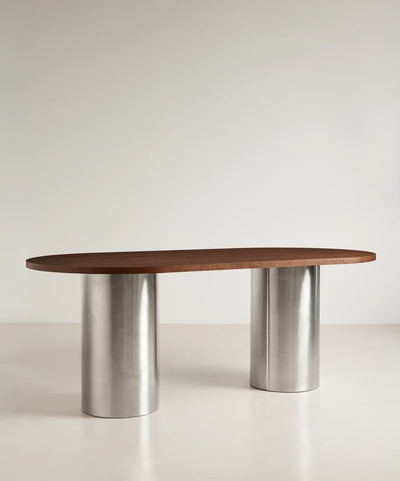 Mesa de Comedor Ovalada en Acero Laminado Inti (200 x 76 cm)