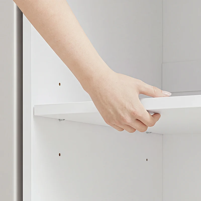 SoBuy BZR231-W Meuble Lave-Linge et Sèche-Linge avec Armoire – Tiroir, Étagères Réglables – 110×60,1×186 cm, Blanc