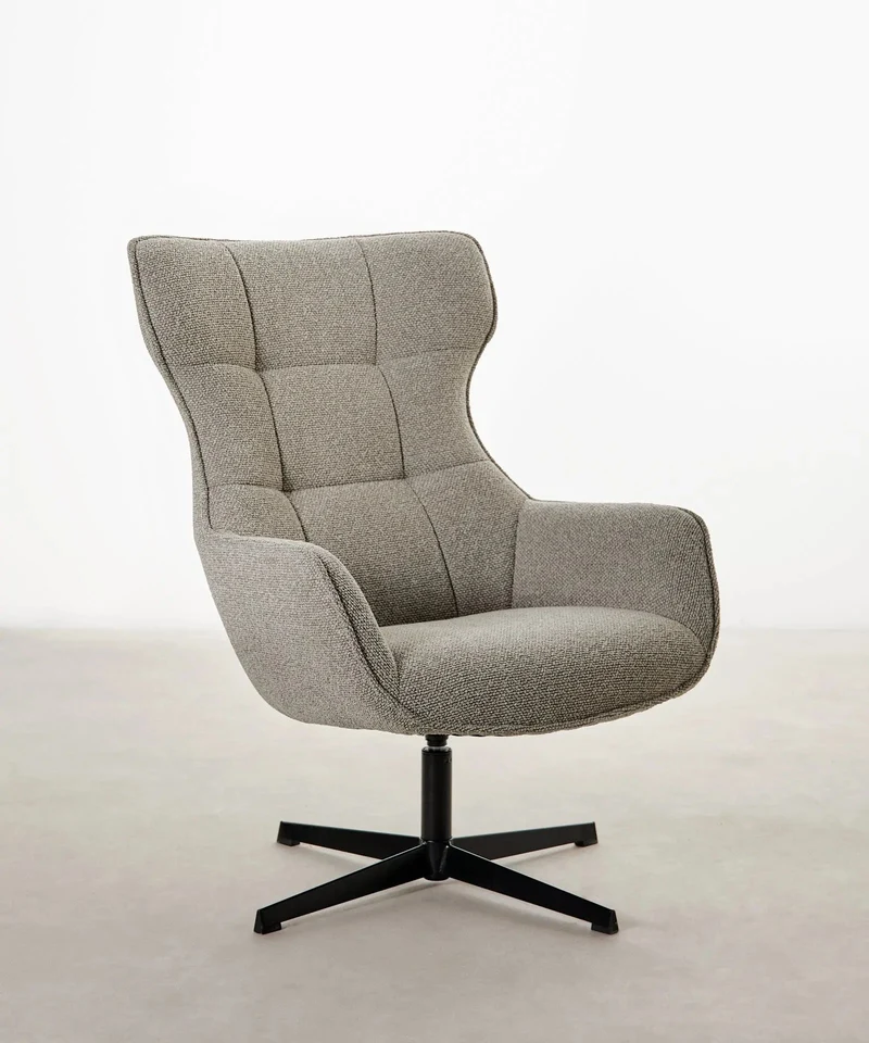 Sillón tapizado en tela bouclé Elsa