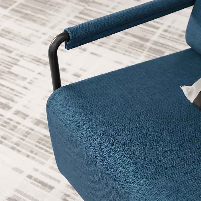 SoBuy FST99-B Fauteuil de Salon en Velours avec Repose-Pieds – Design Industriel Confortable – 59,5×67×78 cm, Bleu Nuit