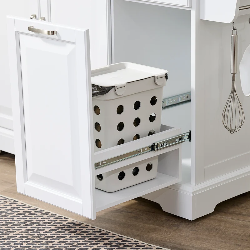 SoBuy FKW128-II-ST Chariot de Cuisine avec Tiroirs et Plan Rabattable – Îlot Pliable, Rangement – 107×71×91 cm, Blanc