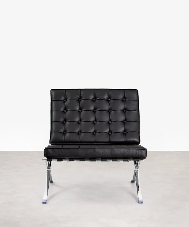 Silla de Acero Tapizada en Piel Italiana Seline