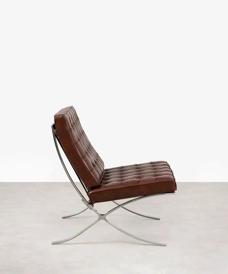 Silla de Acero Tapizada en Piel Italiana Seline