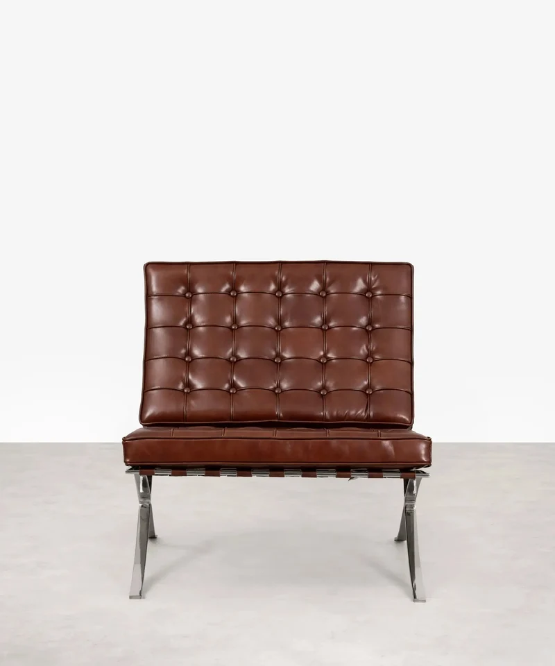 Silla de Acero Tapizada en Piel Italiana Seline