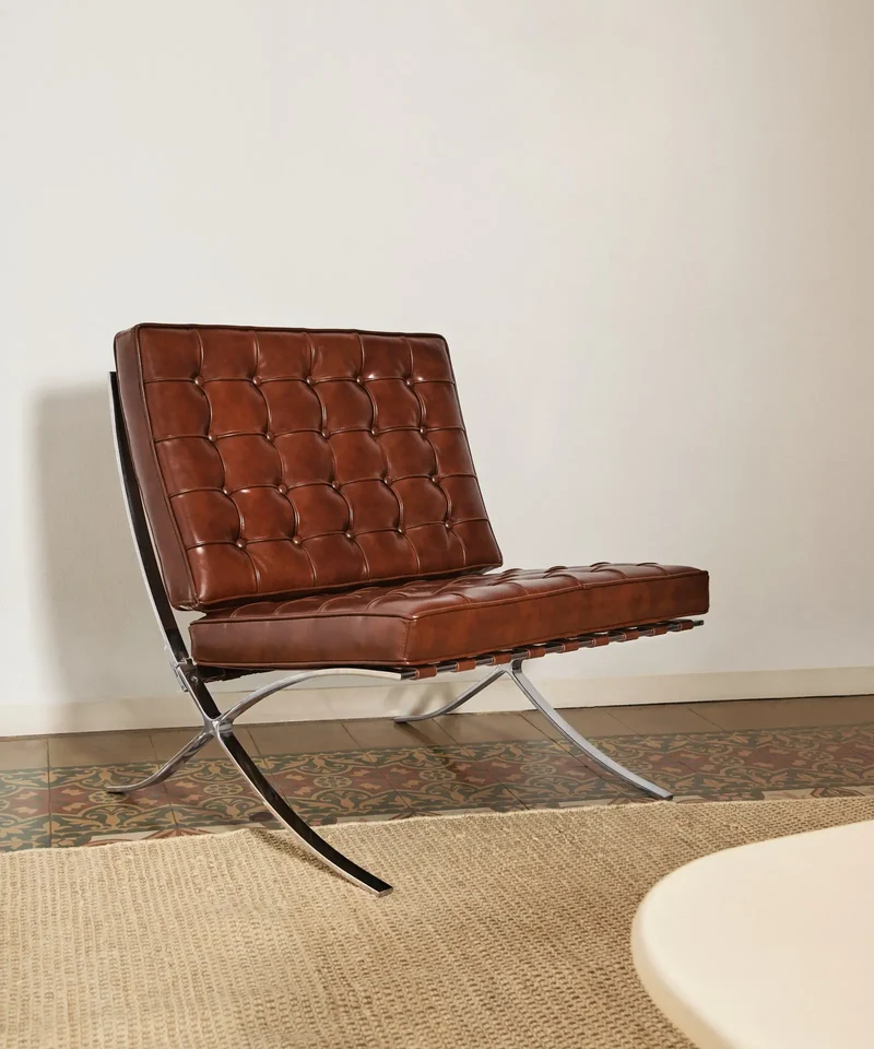 Silla de Acero Tapizada en Piel Italiana Seline