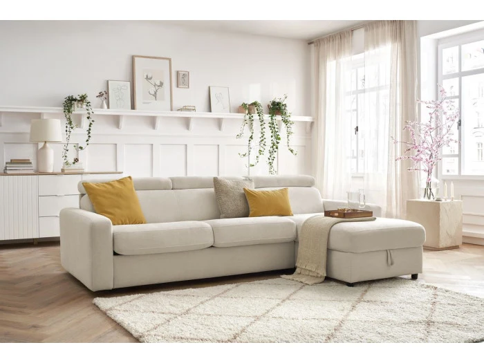 Canapé d'angle convertible BOBOCHIC Monaco beige 160