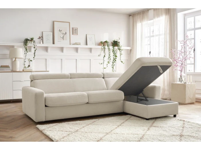 Canapé d'angle convertible BOBOCHIC Monaco beige 160