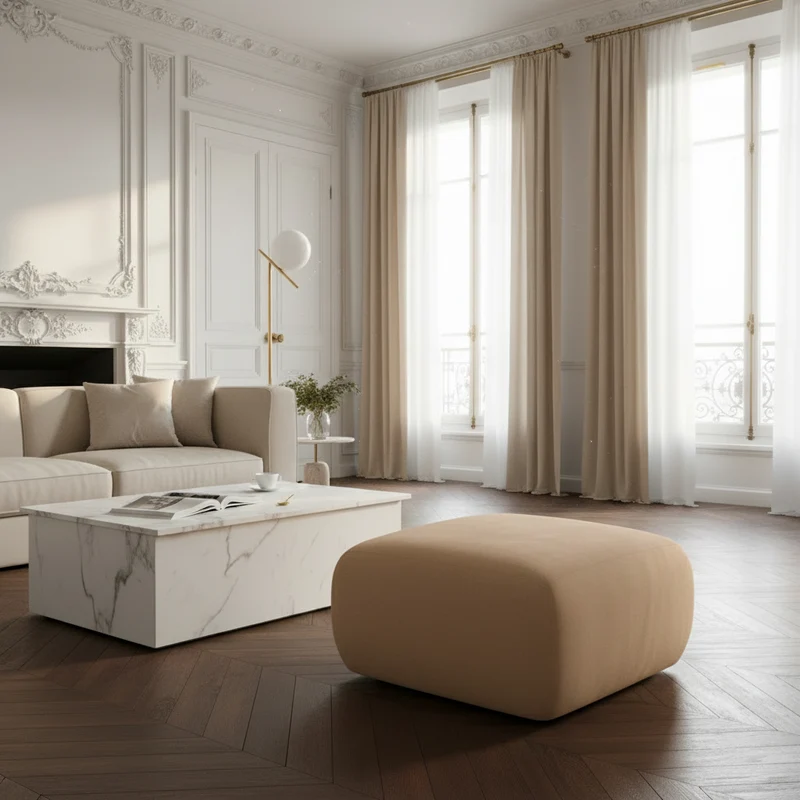 Pouf MICADONI Molino en velours sable