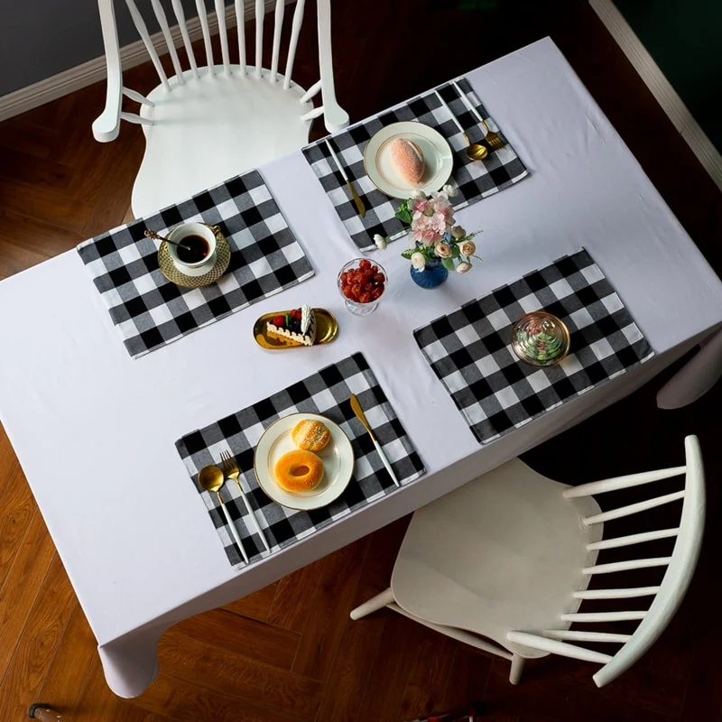 Set de table Tissu Lavable Noir et Blanc