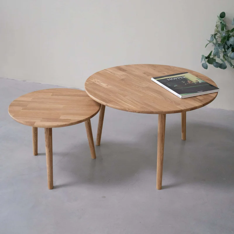 Table basse gigogne en bois massif de chêne Malmo - NordicStory