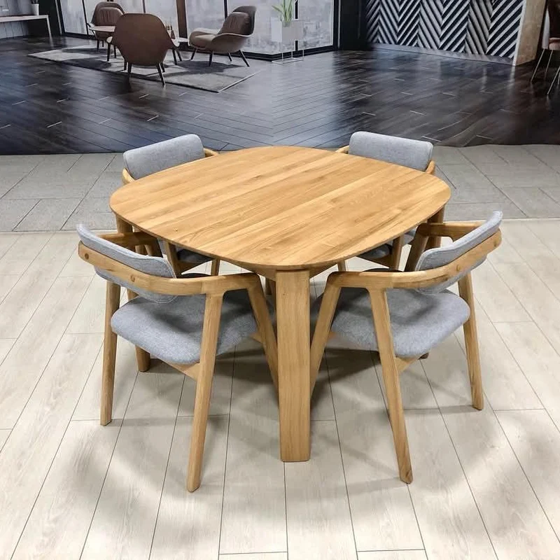 Table à manger ronde extensible en bois massif de chêne Victoria - NordicStory