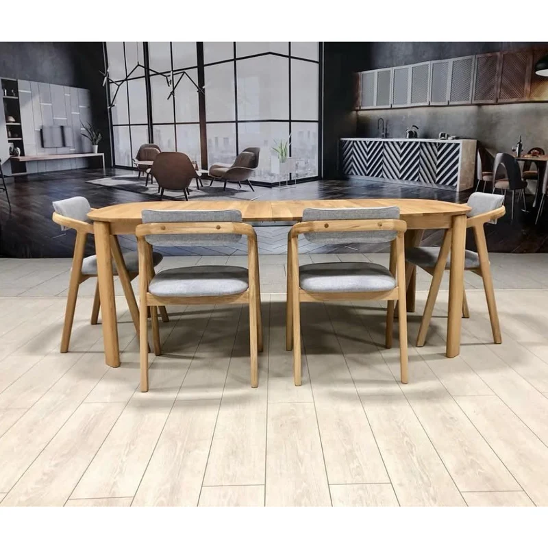 Table à manger ronde extensible en bois massif de chêne Victoria - NordicStory