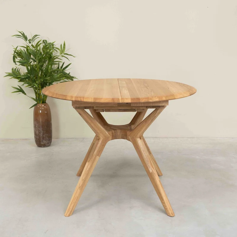 Table à manger ronde extensible en bois massif de chêne Carmen - NordicStory