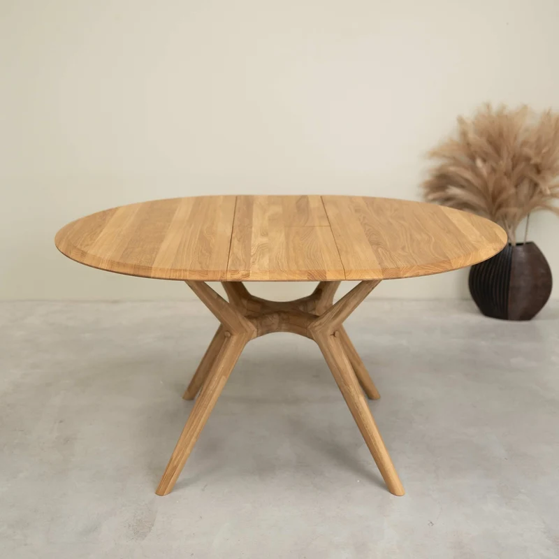 Table à manger ronde extensible en bois massif de chêne Carmen - NordicStory