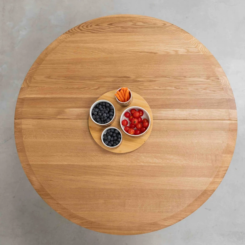 Table à manger ronde extensible en bois massif de chêne Carmen - NordicStory
