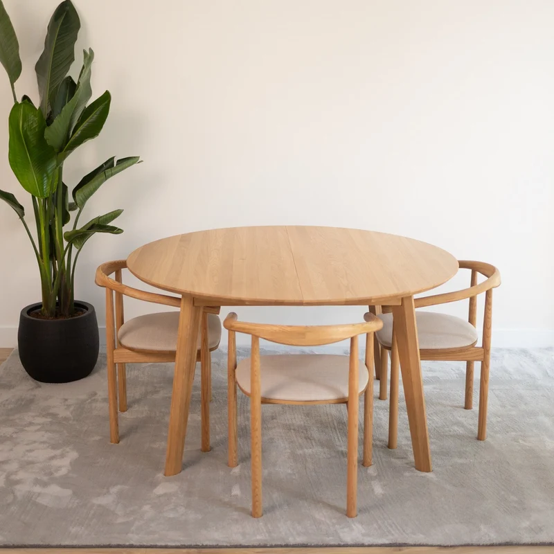 Table de salle à manger extensible ronde en chêne massif SAGA - VESKOR