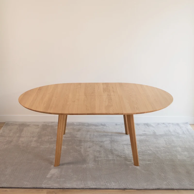 Table de salle à manger extensible ronde en chêne massif SAGA - VESKOR