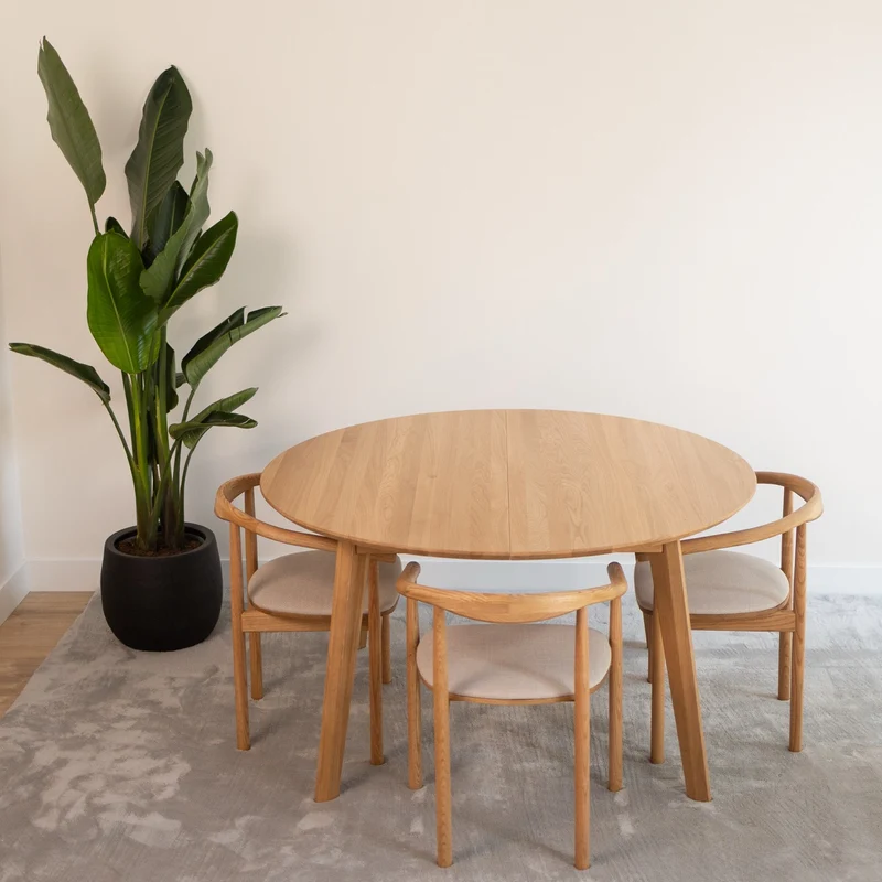 Table de salle à manger extensible ronde en chêne massif SAGA - VESKOR