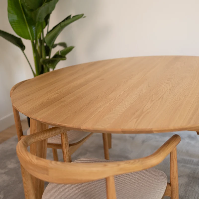 Table de salle à manger extensible ronde en chêne massif SAGA - VESKOR