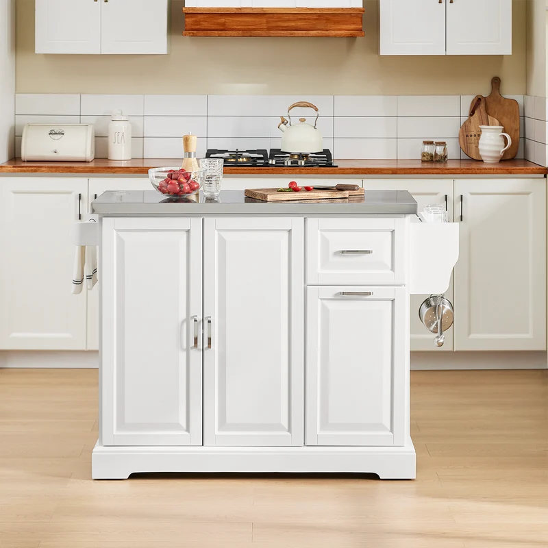 SoBuy FKW128-ST Desserte Cuisine avec Roulettes et Plan de Travail Extensible, Mobile, pour Cuisine et Salle à Manger, Pratique – L130×P46/71×H91 cm, Blanc