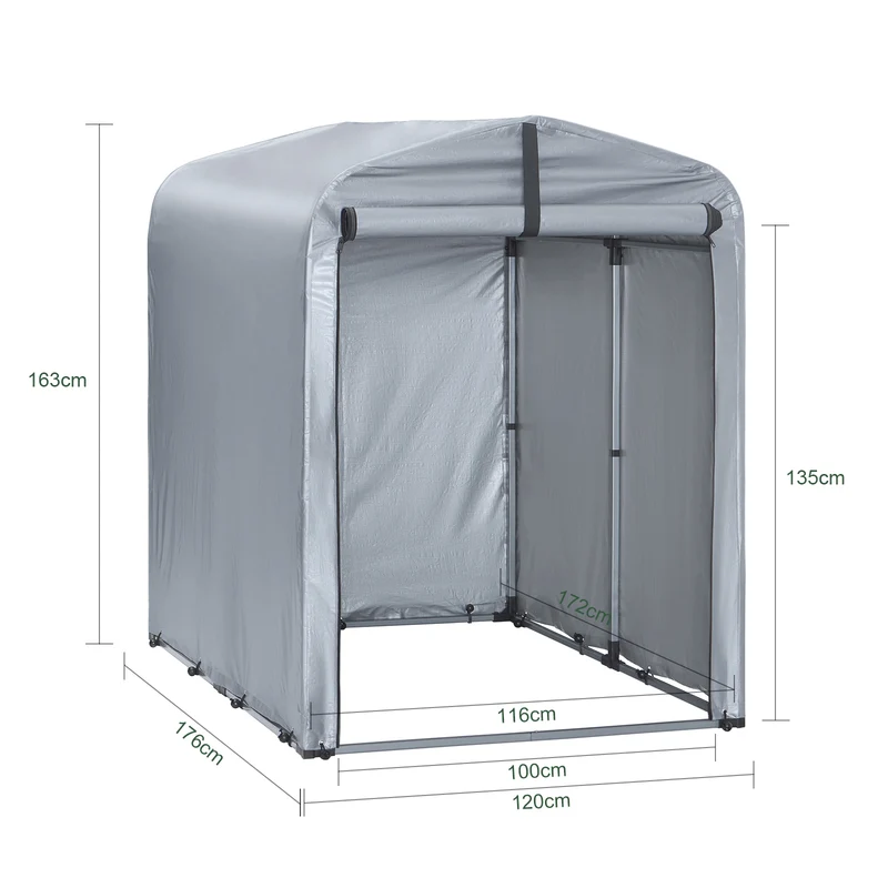 SoBuy KLS11-K Abri moto et vélo extérieur 120 x 176 x 163 cm avec crochets et aérations – Garage extérieur