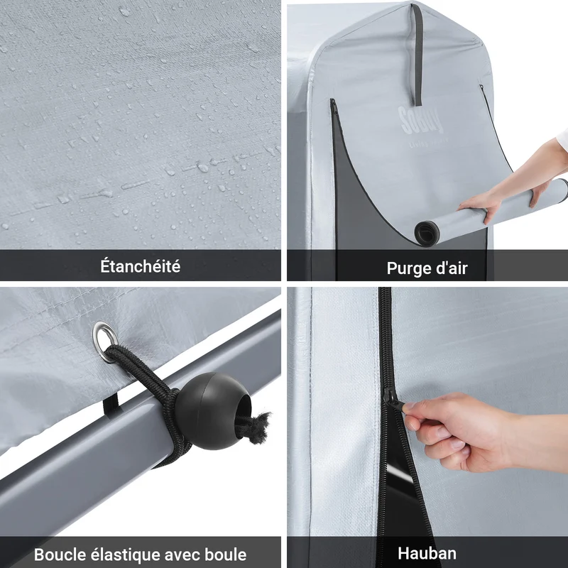 SoBuy KLS11-K Abri moto et vélo extérieur 120 x 176 x 163 cm avec crochets et aérations – Garage extérieur