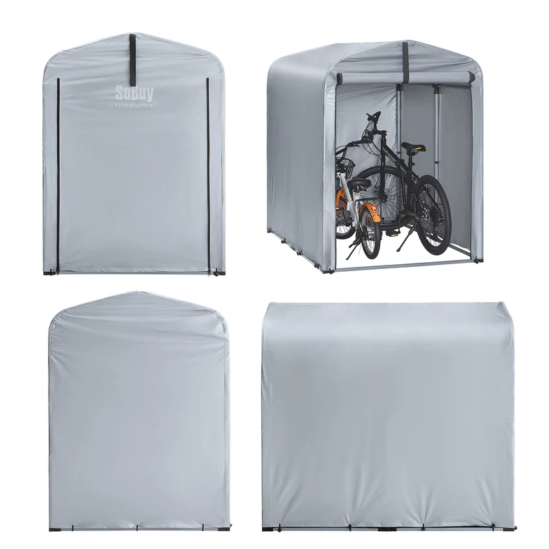 SoBuy KLS11-K Abri moto et vélo extérieur 120 x 176 x 163 cm avec crochets et aérations – Garage extérieur