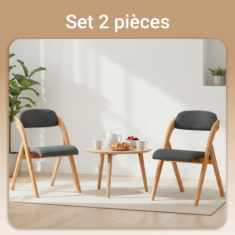 SoBuy FST92-SGx2 Lot de 2 Chaises Pliantes Rembourrées en Bois – Gris Foncé
