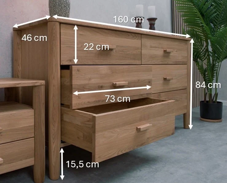 Buffet commode en bois massif de chêne AURA - VESKOR