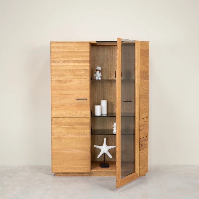 Buffet vitrine en bois massif de chêne Arvik - NordicStory