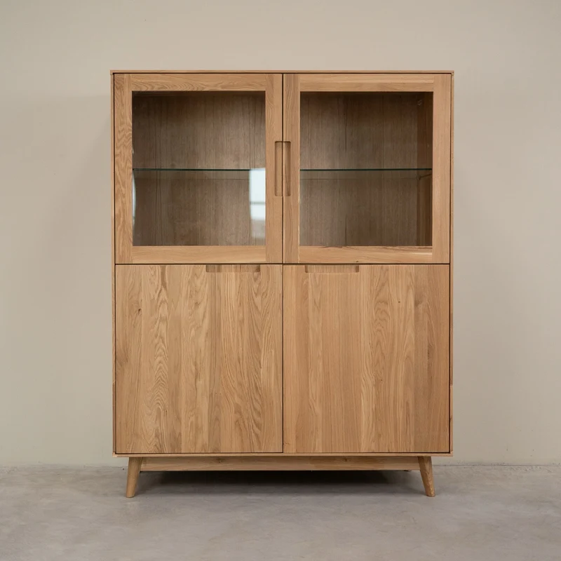 Buffet vitrine en bois massif de chêne Escandi Atelier 3 - NordicStory
