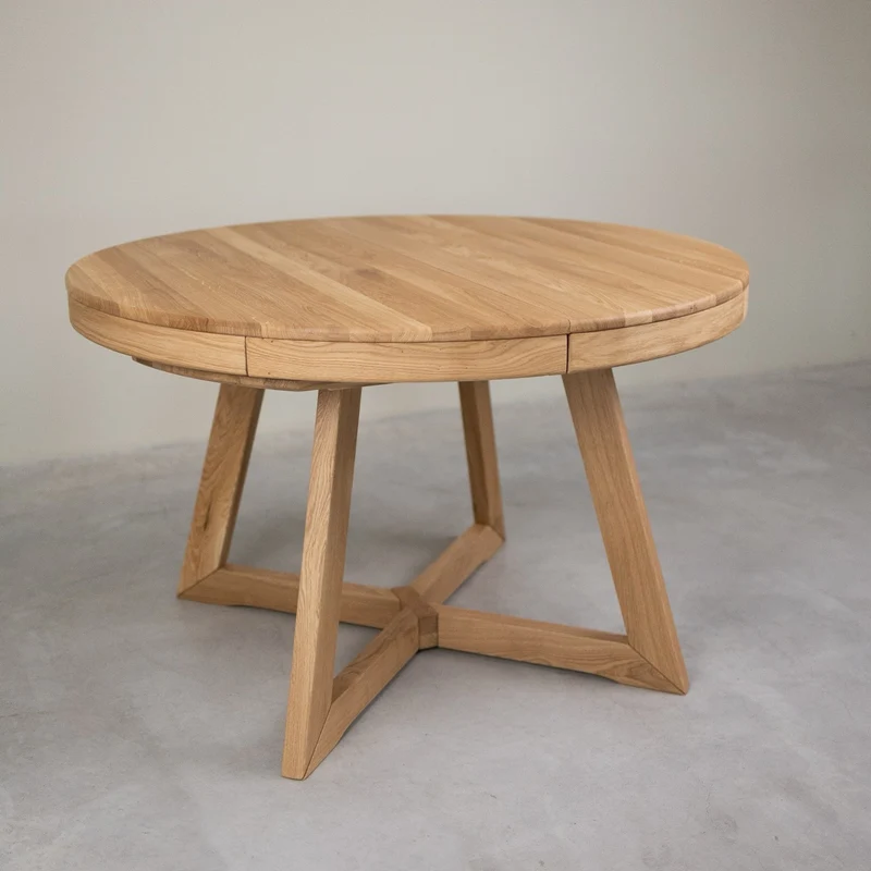 Table à manger ronde extensible en chêne massif Valence - NordicStory