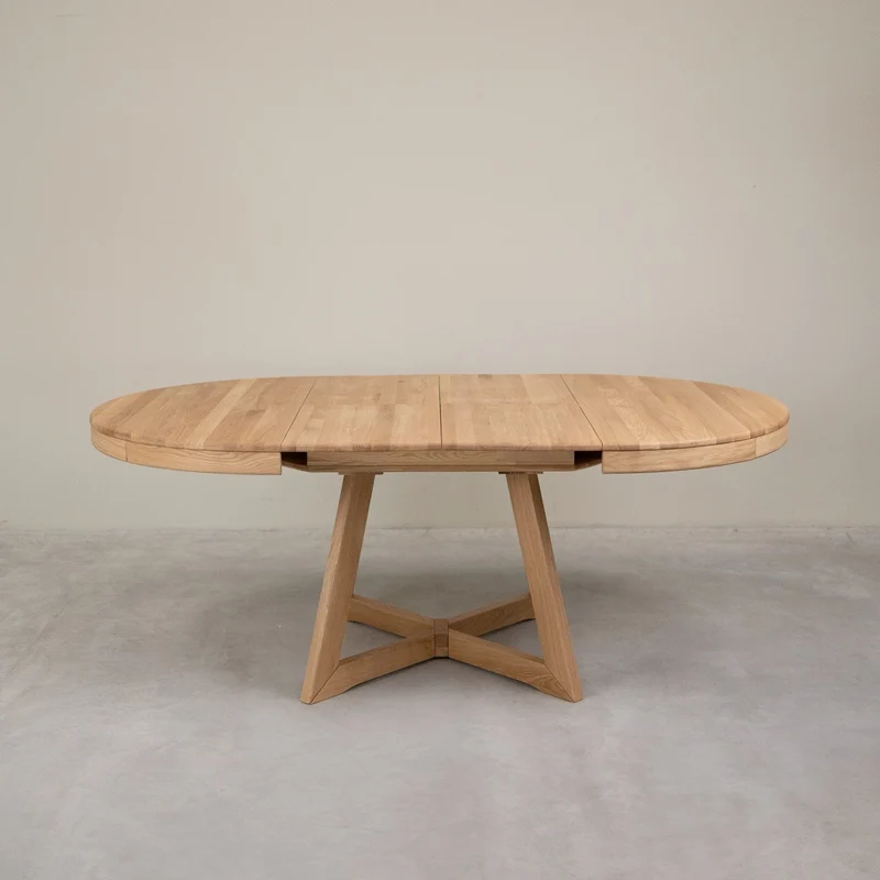 Table à manger ronde extensible en chêne massif Valence - NordicStory